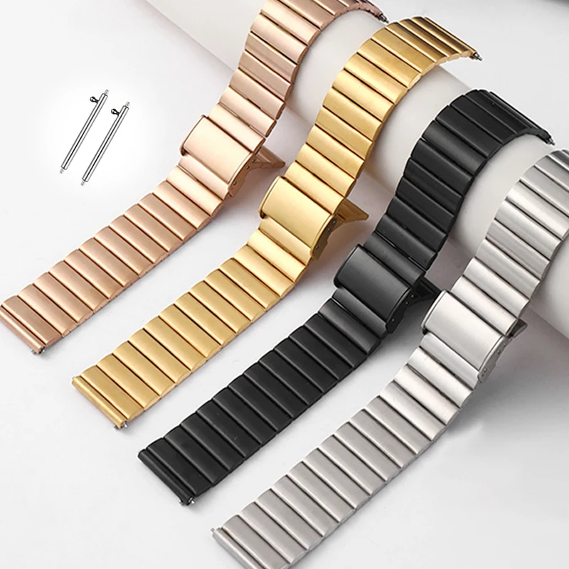 Metal Watch Band 20mm 22mm Quick Release Stainless Steel Universal Wristband Men Women Bracelet Bamboo Style Belt  Accessories