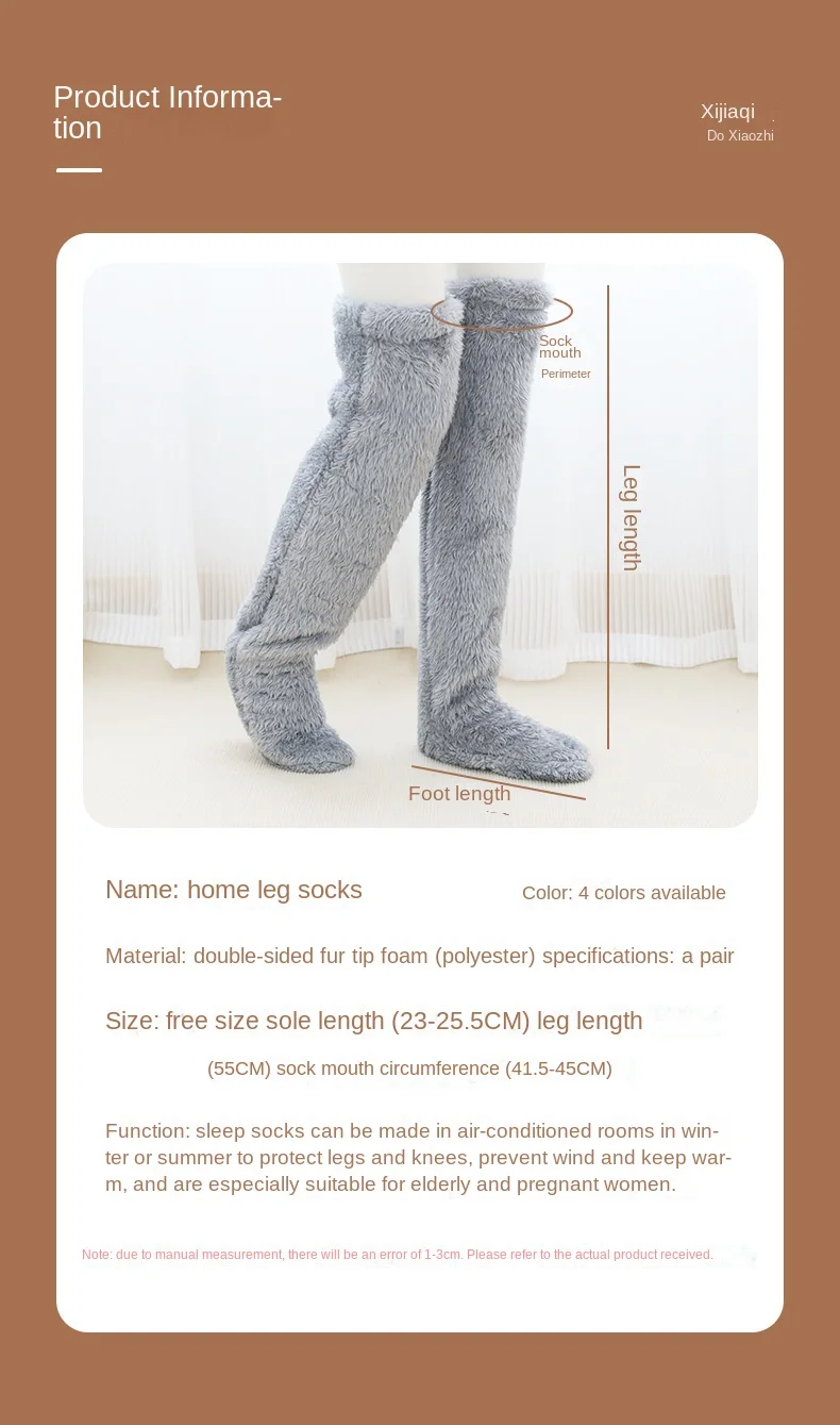 Heiße flauschige Oberschenkelstrümpfe für schwangere Frauen, ältere Beine, kuschelnde lange Pfoten, flauschige Leggings über Knieschuhe, haarige Strümpfe – Detail 9