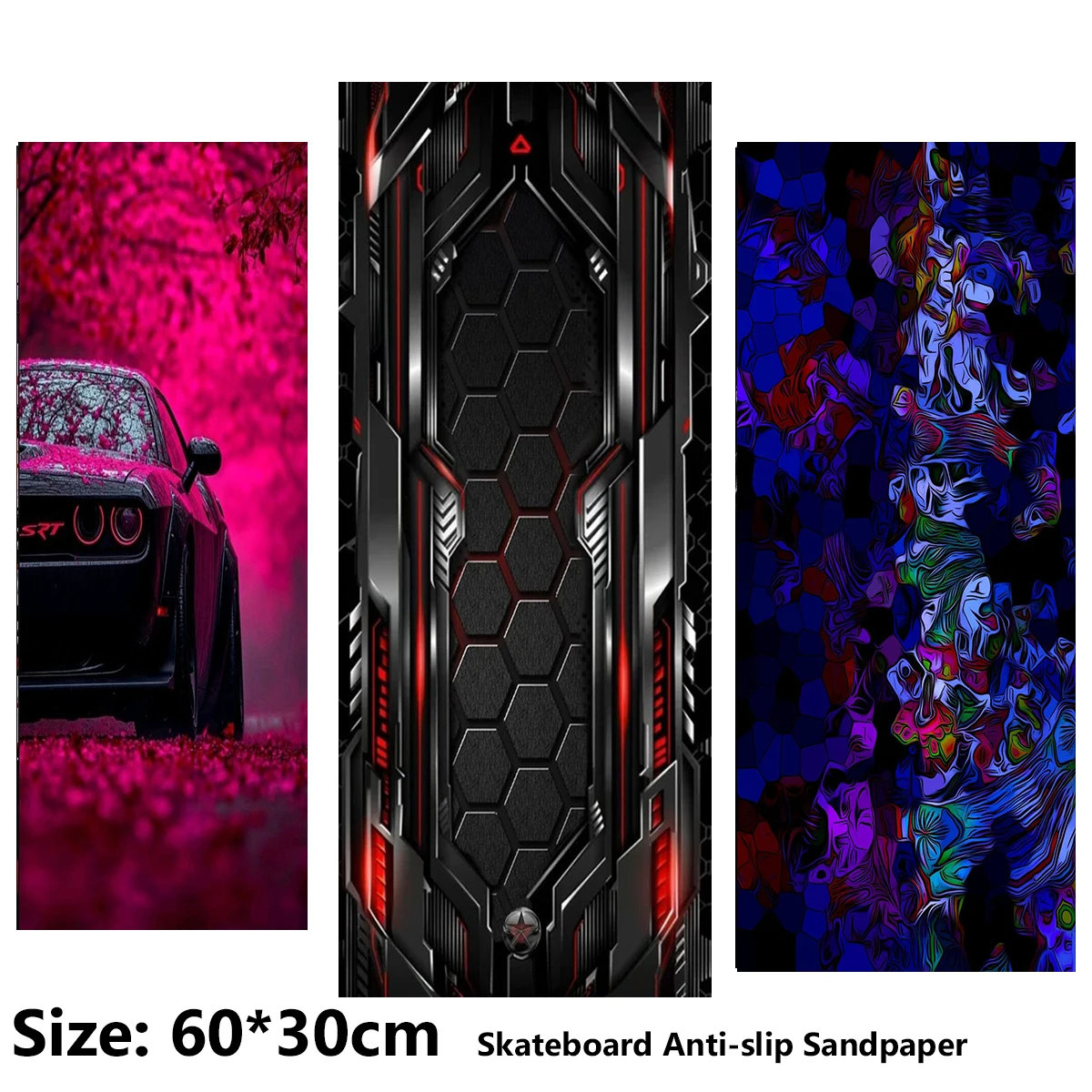 

Electric Scooter Anti-slip Sticker Sandpaper Skateboard GripTape Sheet 60*30cm Abstract Pattern of Pink Car Mecha