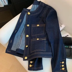 2024 Denim Jackets for Women Spring Buttons Vintage Chaquetas Korean Fashion Blue Chic Ropa De Mujer Jeans Bomber Outwear Top