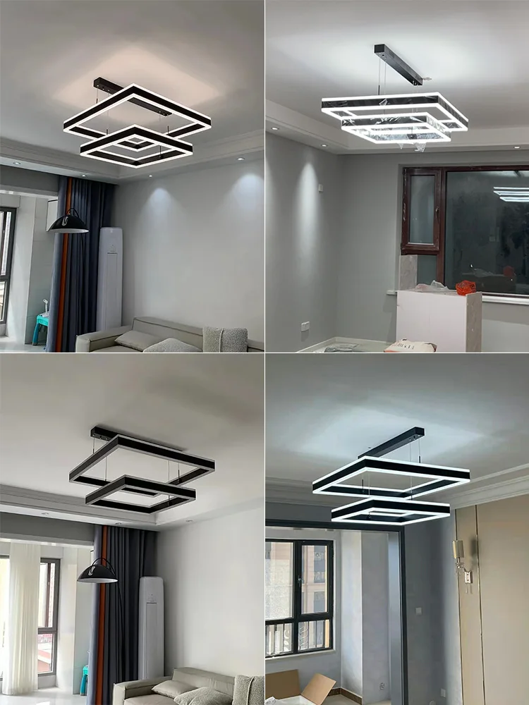 مصباح لغرفة المعيشة غرفة الطعام غرفة نوم الثريا الشمال الحديثة الحد الأدنى 2023 ضوء جديد فاخر مربع الثريا LED أضواء تعليق