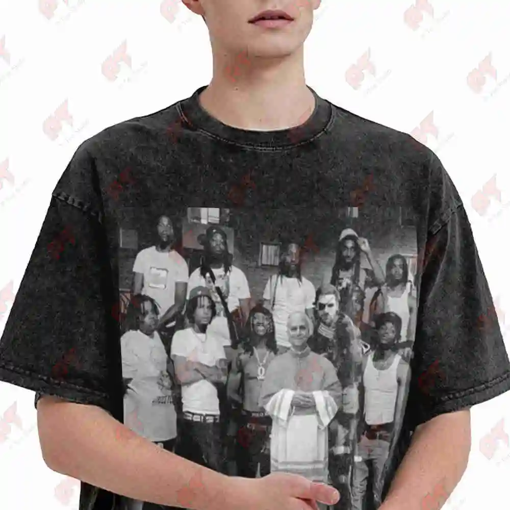 Pope Leo XIV From Oblock Humor Meme Vintage Washed Tee Pure Cotton T-Shirt