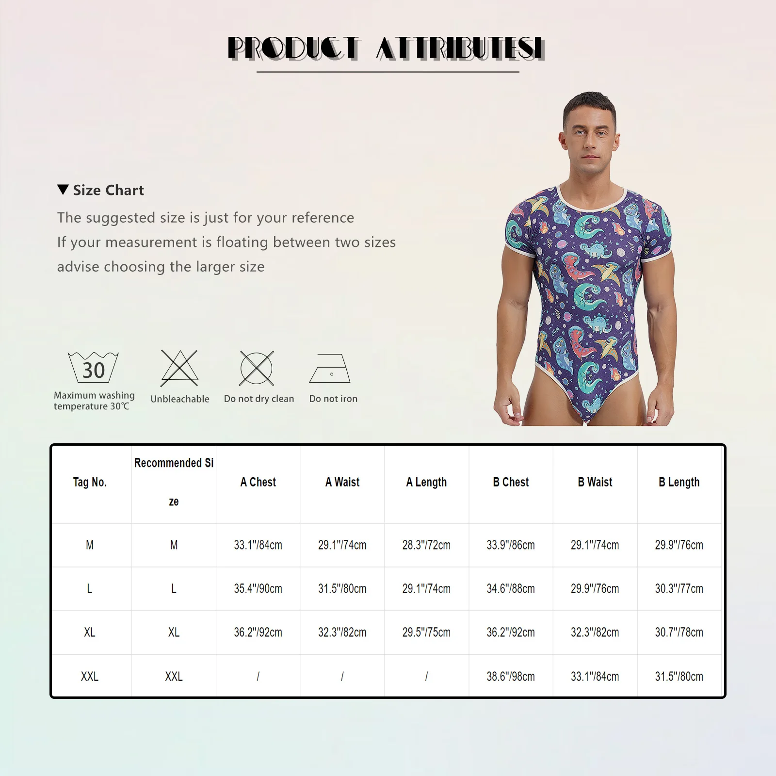 Mens Cute Cartoon Print Bodysuit Gay Male Sissy Onesies Pyjama Underwear Short Sleeve Buttoned Crotch Diaper Rompers Sleepwear