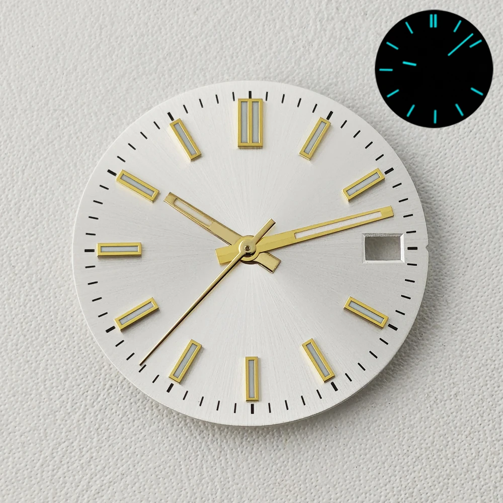 NH35 Dial 28.5mm Classic Dial Custom Logo Dial Blue Luminous Man‘s Watch Dial for NH35 Movement Watch Accessories Parts