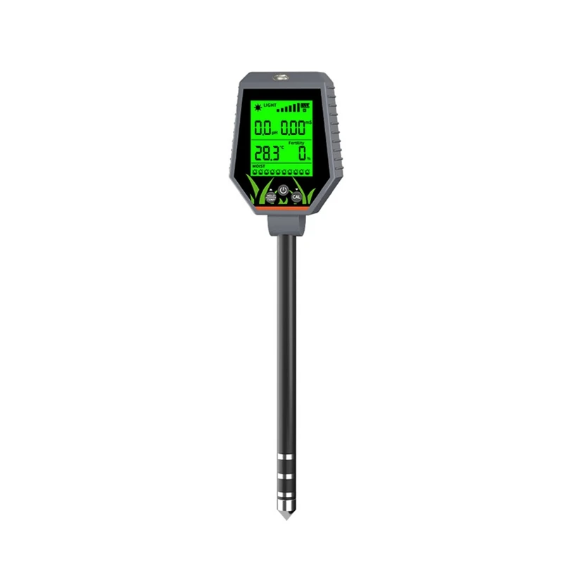 

HOT SALE 6-In-1 Soil Tester PH/EC/Humidity/Sunlight/Fertility/Temp Digital Soil Moisture Tester PH Meter For Gardening Hydroponi