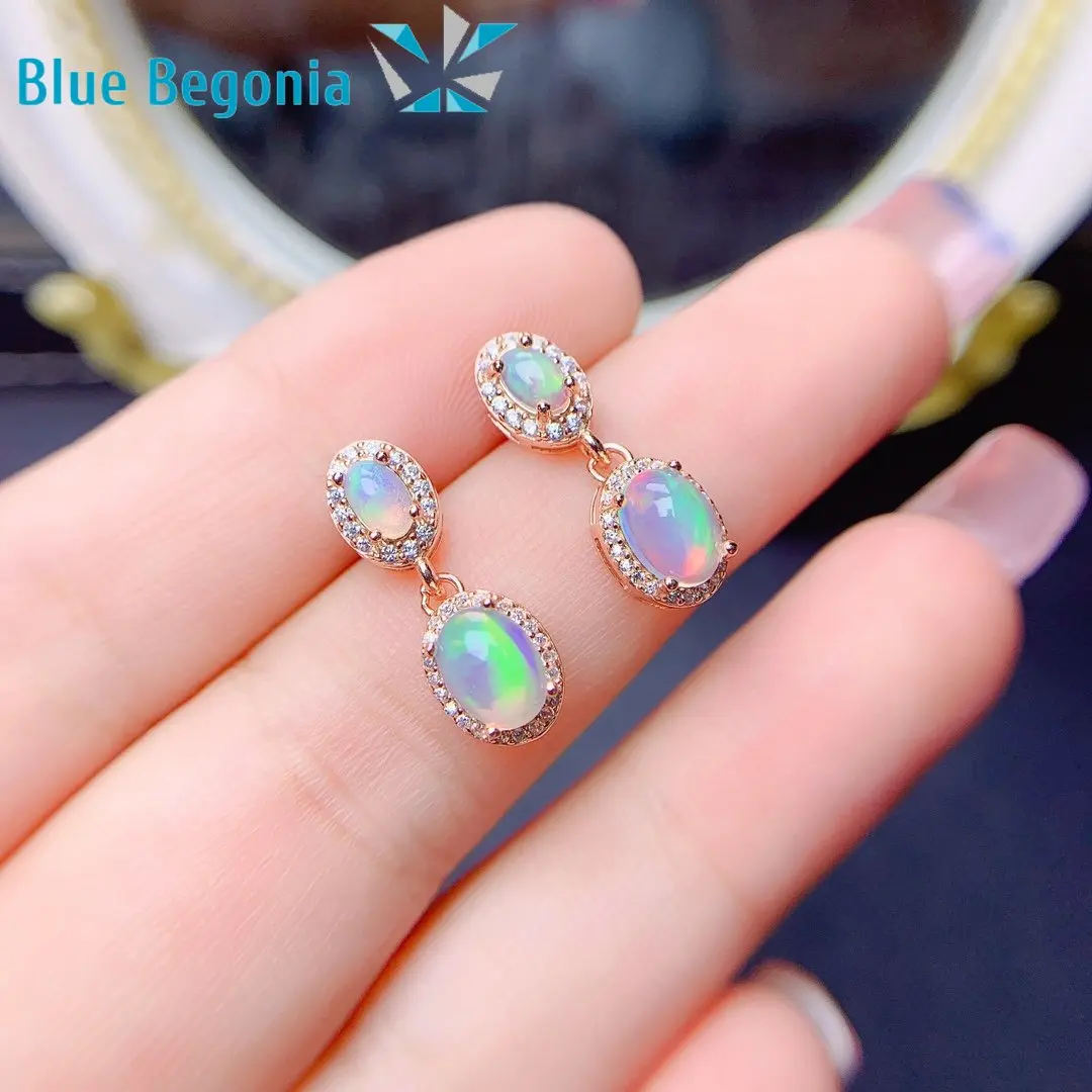 Natural Opal Earrings 925 Sterling Silver for Women Anniversary Gift Fine Jewelry Girl Friend 3*5MM 5*7MM Gemstones