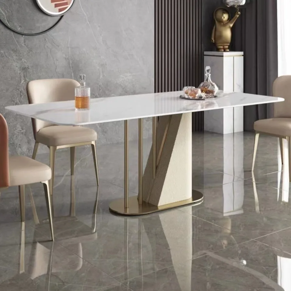 Light Luxury Luxury Bright Rock Slab Rectangular Colored Spar Stainless Steel Titanium Gray Sticker Leather Frame Apartment Home