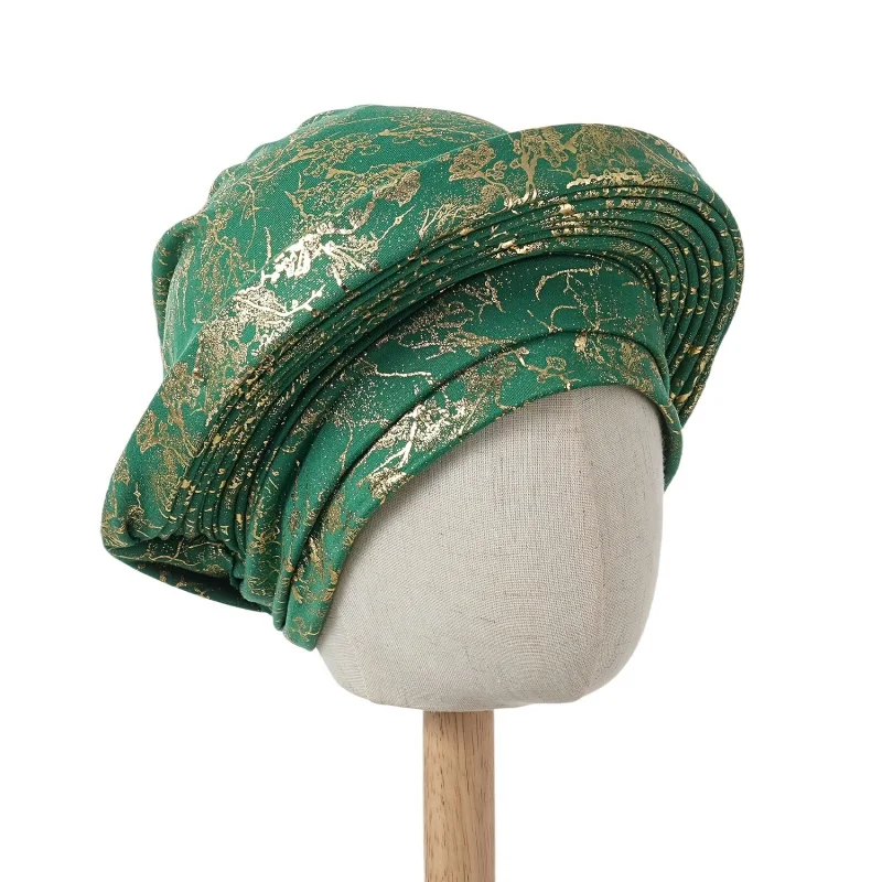 Women Printed Headscarf Hat Fashionable Breathable Quick Drying Cross Braid Hat Clothing Accessories