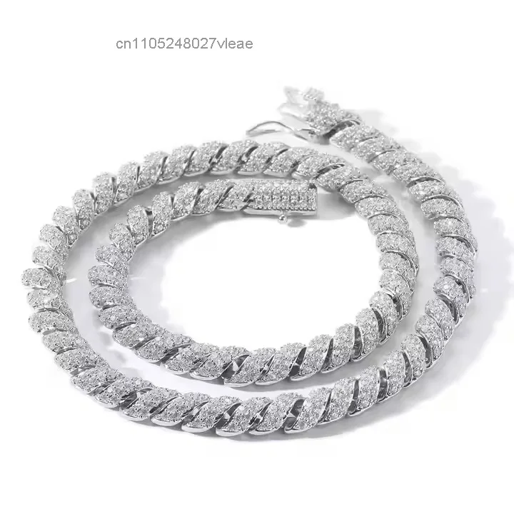 Jewels Starspire Premium Men's Hip Hop 925 Silver Moissanite Brilliant Cut Statement Necklace Spring Cuban Chain Wedding..