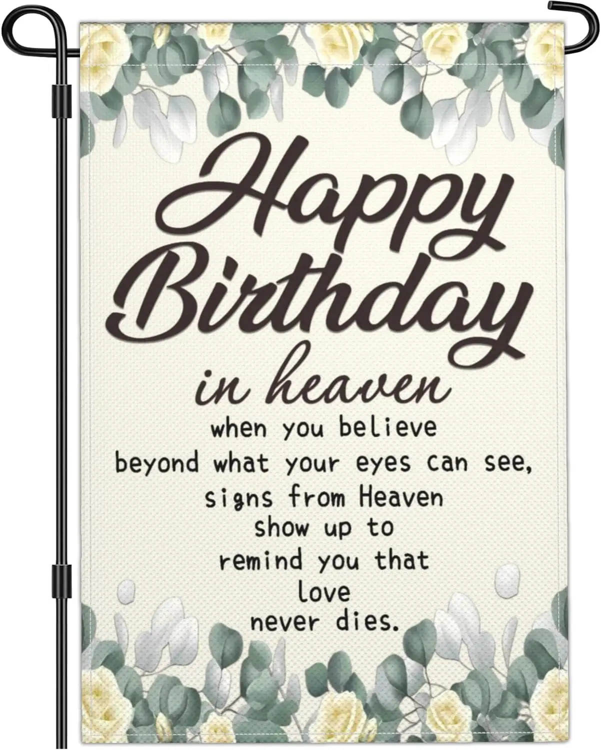 Happy Birthday In Heaven Garden Flags 12x18 Inch Double Sided Funeral Memorial Flags for Outdoor Grief Gifts Cemetery Decora ZZM