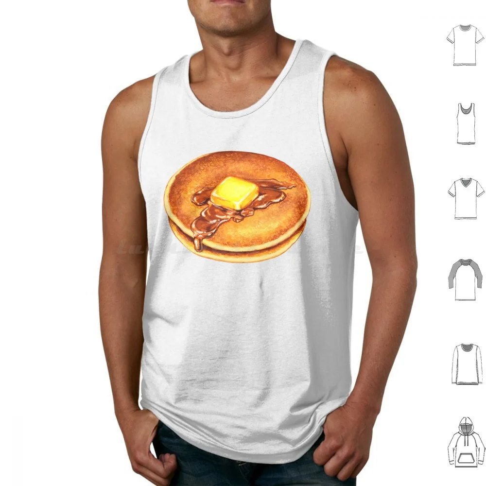 Pancakes Pattern Tank Tops Vest Sleeveless Pancake Food Breakfast Cute Retro Kitsch Kawaii Vintage