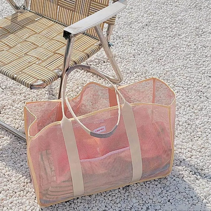 ビーチ大容量メッシュシングルショルダーハンドバッグ新しい子供のおもちゃ収納袋砂遊びツールベビー水泳バッグ