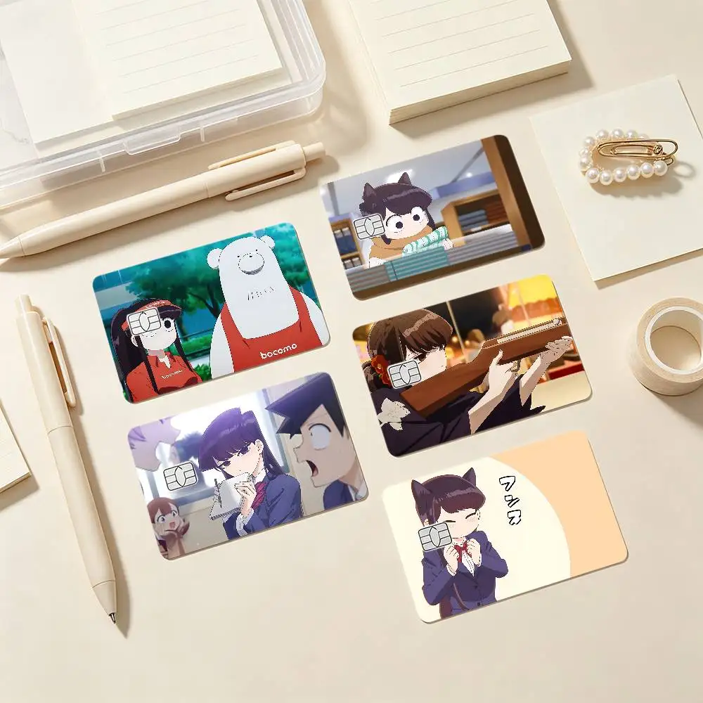 Anime K-Komi Can't Communicate Card Stickers Credit Card DIY Card Protector Stickers Waterproof Film Skin Cover