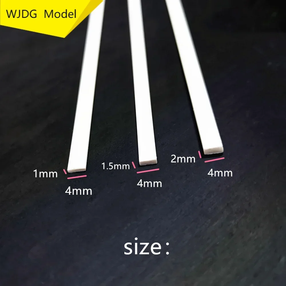 10Pcs ABS Solid Flat Rod Side Length 2*4mm/1*4mm1.5*4mm long 25cm Construction Sand Table DIY Handmade Model Material Plastic