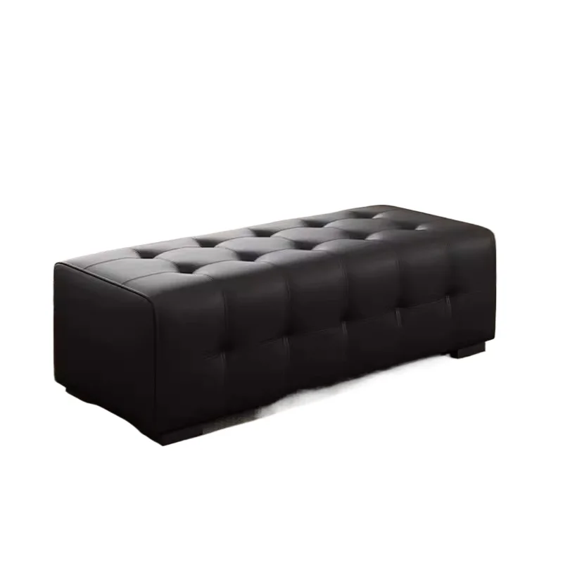 Italian minimalist leather shoe changing stool, bedside bench