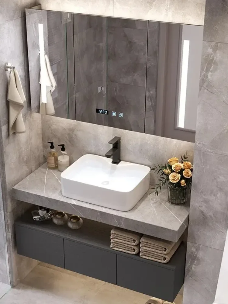 Luxury Bathroom Sink Cabinets Ceramic Vessel Sink Top Washbasin Smart Mirror Cabinet Bathroom Vanity Toilet Bathroom Furniture