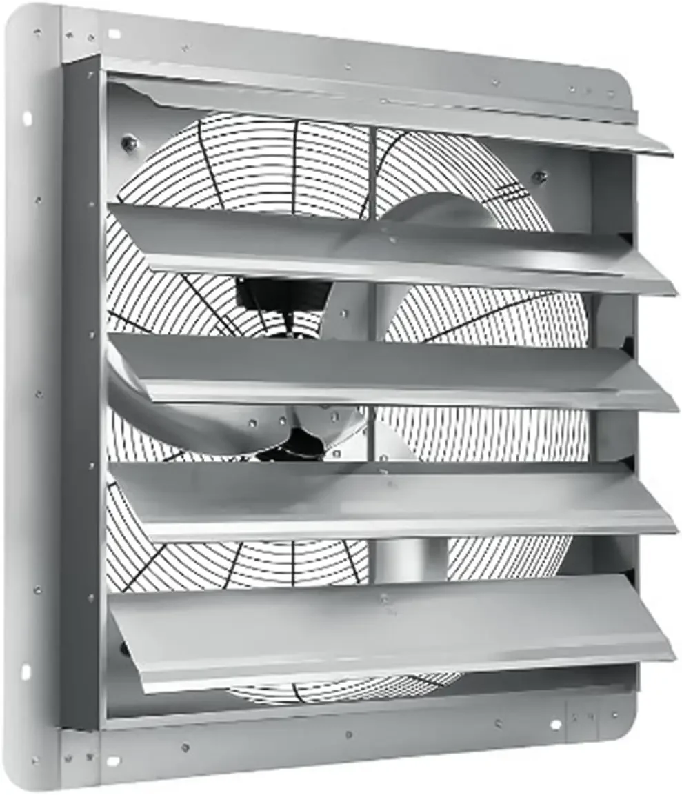 24 inch aluminium wandgemonteerde sluiter-afzuigventilator, 3500 CFM 1500 RPM verfcabine-afzuigventilator met uitlaat en inlaat, hoge snelheid laag