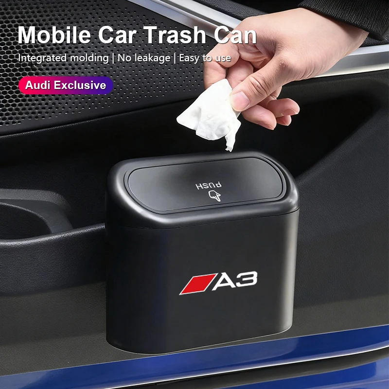 Tragbarer Auto-Innenraum-Mülleimer Mobiler Abfalleimer mit Deckel für Audi A3 A4 A5 A6 A7 A1 A2 A8 Q1 Q2 Q3 Q4 Q5 Q6 Q7 Q8 TT S5 B8 B9