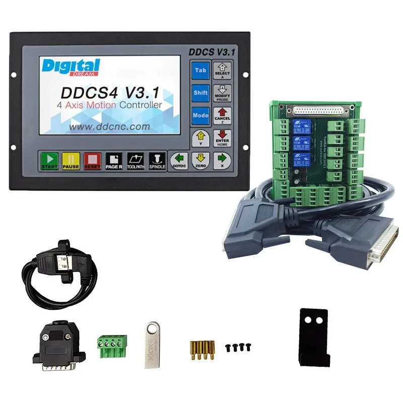 Upgrade ddcsv3.1 3M Signal Line Large Wiring Board 3 axis 4 axis Cnc Offline Motion Controller With Emergency Stop Handwheel MPG