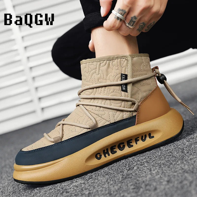 Autumn Winter Designer Luxury High-tops Snow Boots Warm Furry Fashion Fleece Shoes Comfortable Outdoor Lace-up Sneakers Student