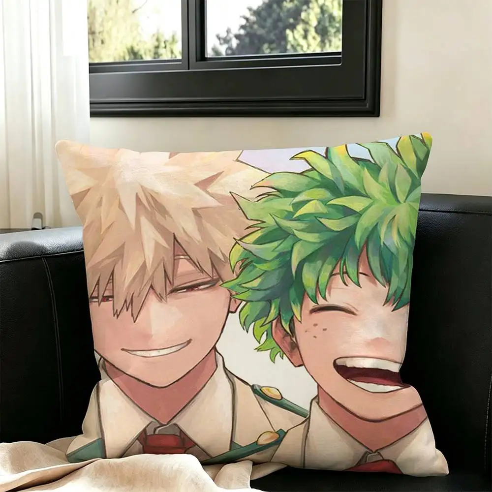 Bakugo Katsuki Midoriya Izuku  Pillow Case Square Double-Sided Sofa Cushion Cover Bedroom Bedside Pillow