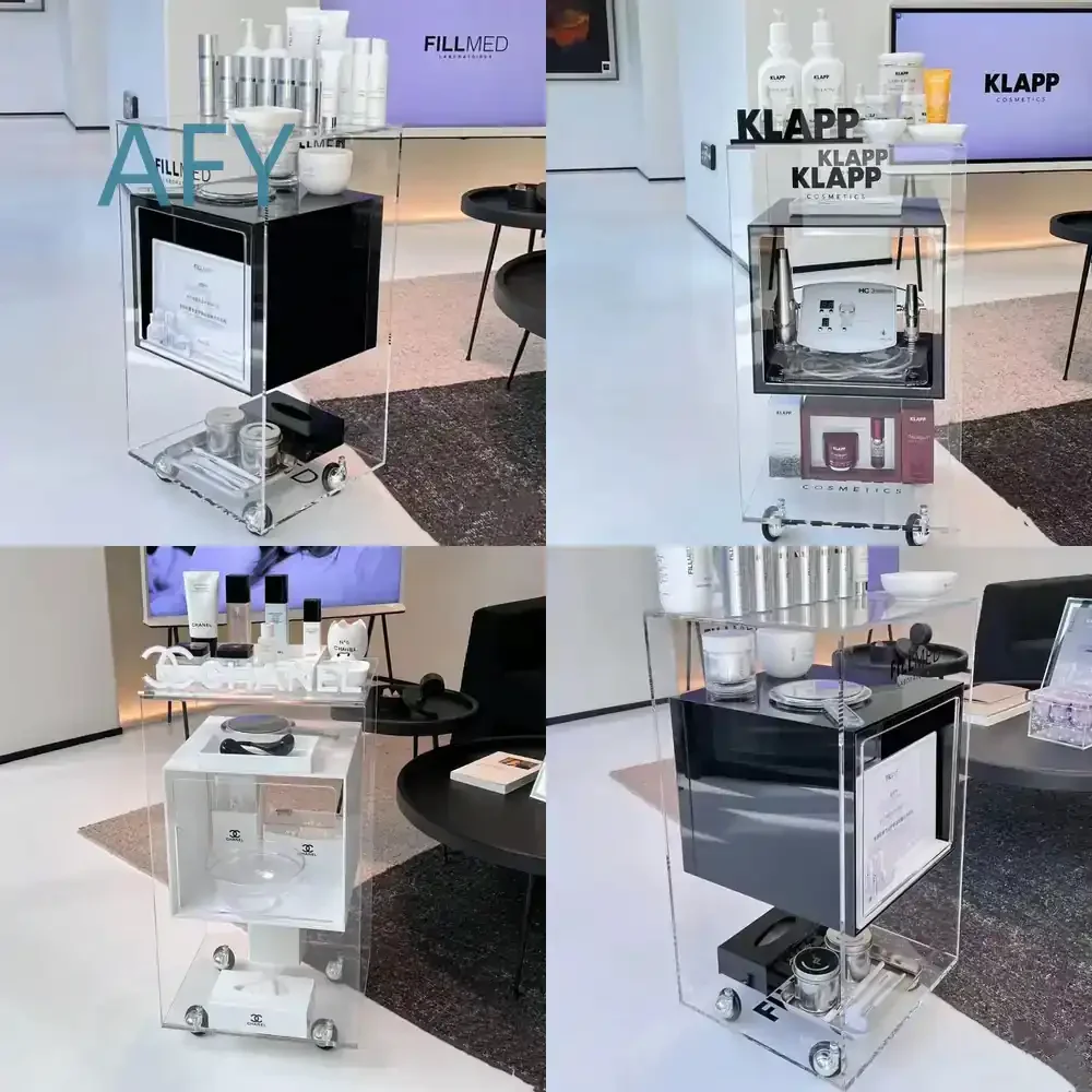Acrylic Multifunctional Salon Trolley for Hairdressing and Beauty Tools Storage Cart with Wheels for Professional Use for