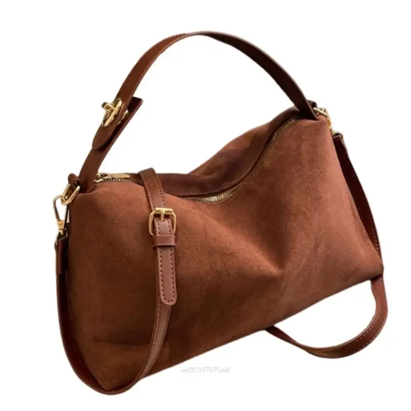 

X5XA Summer Bag Slouchy Suede Cloud Hobo Bags Women Satchels Shoulder Bag Trendy Vintage Crossbody Bag