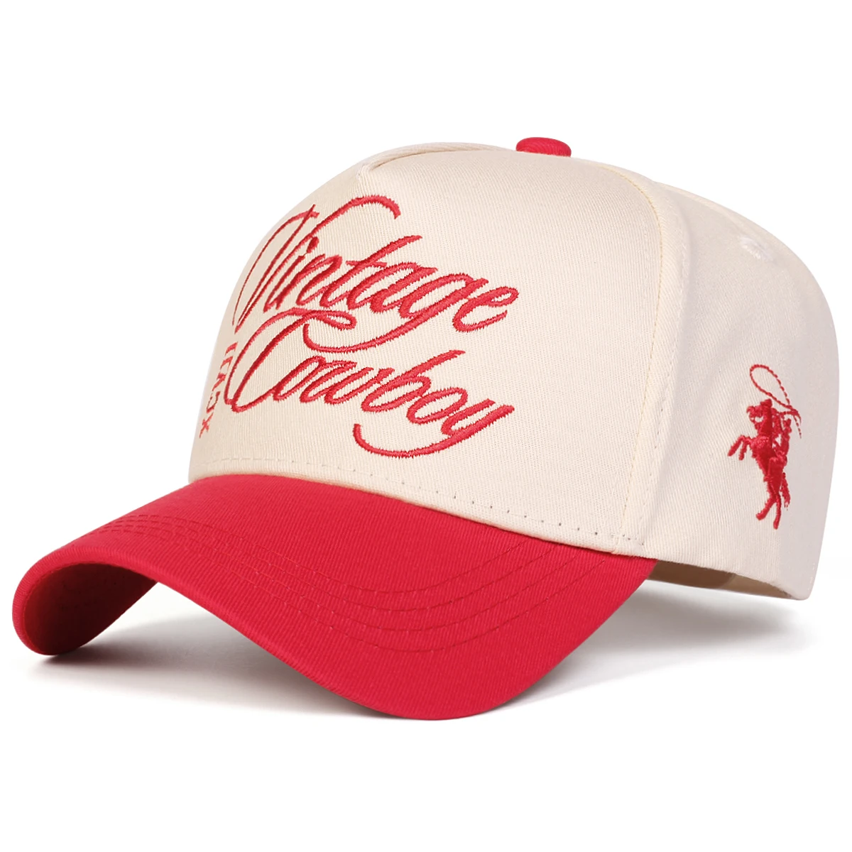 Unisex VINTAGE COWBOY XCVI Baseballkappen mit Stickerei, Frühling und Herbst, für den Außenbereich, verstellbare Freizeithüte, Sonnenschutzhut, Sportkappe – Detail 6