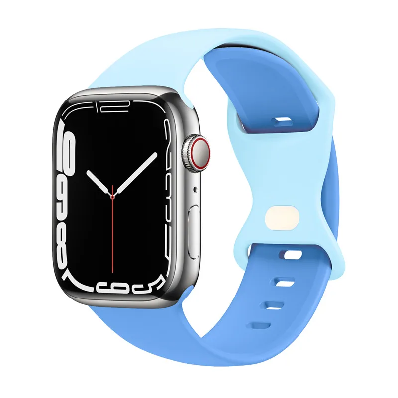 애플 워치 밴드용 소프트 실리콘 스트랩, 스포츠 고무 루프, 버터플라이 버클, 아이워치 49 울트라 5 4 3 2 38/42, 9, 8, 7, 6SE, 41mm, 45mm