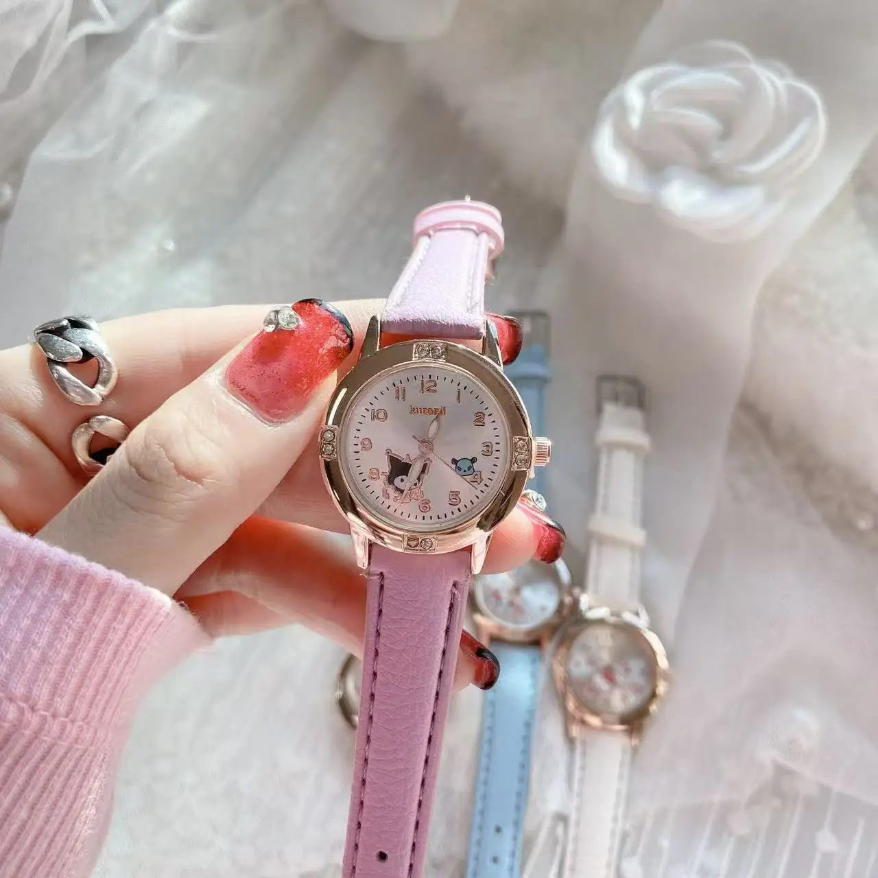 Kawaii Sanrio Hello Kitty Watch Kuromi Cinnamoroll Quartz Casual Fashion Melody WristWatch Women Kid Girl Children Birthday