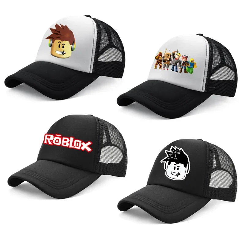 Roblox Peripheral Baseball Cap European and American Two-dimensional Cartoon Mesh Cap Letter Sunshade Sun Protection Peaked Cap