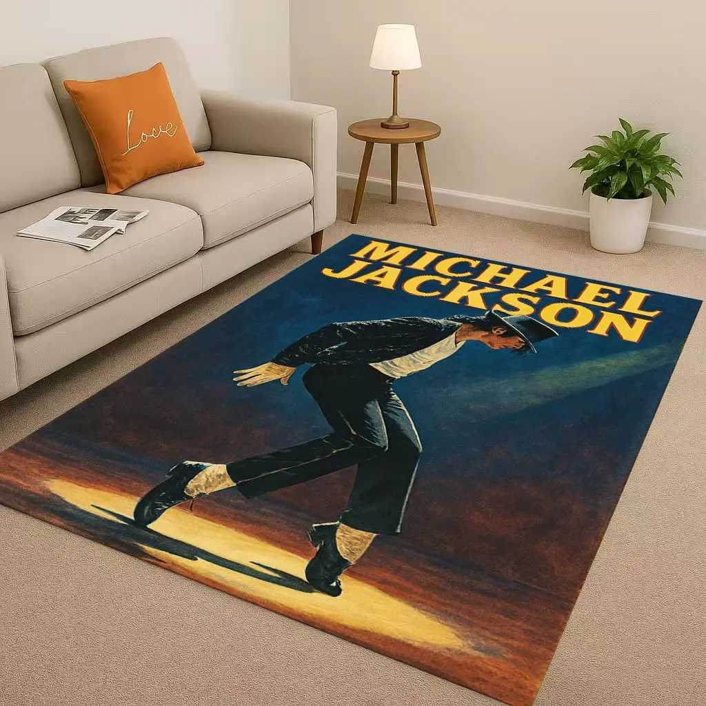 

3D Retro Michael JacksonKing of Pop MJ Living Room Non-Slip Area Rug Carpet for Bedroom Playroom Sofa,Home Decor Doormat Kids