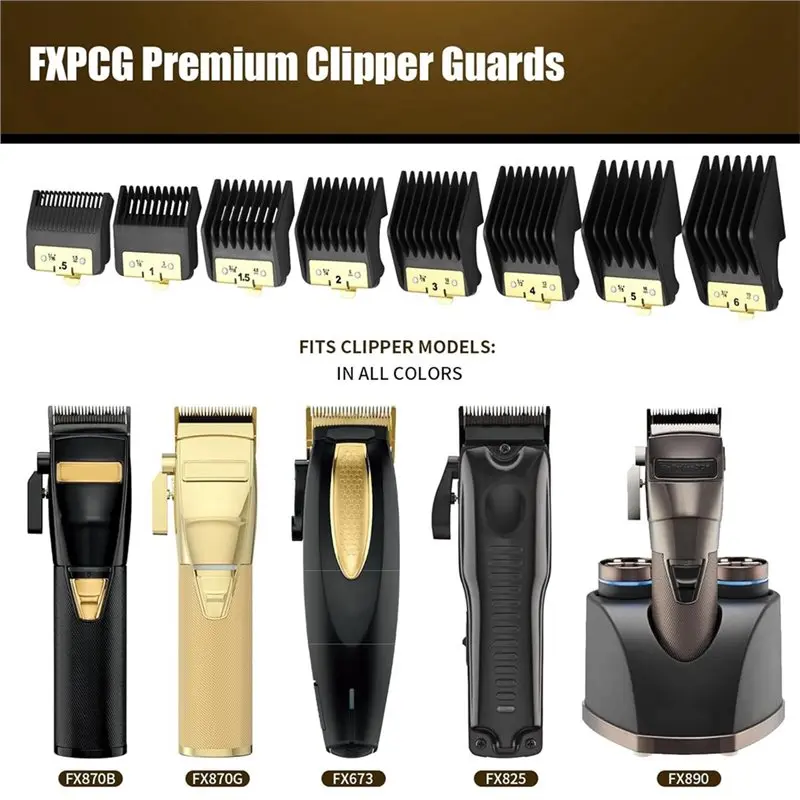 [NEW!A38F】 8 Premium Clipper Guards For Babylisspro Barberology FX870,FX890,FX825 And FX673 Clippers, For Babyliss Clipper