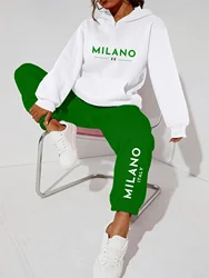 women Hoodies+sweatpant set Hip Hop Street Casual Printed Hoodie Oversize Loose New Sweatshirts Autumn Warm Fleece Clothing