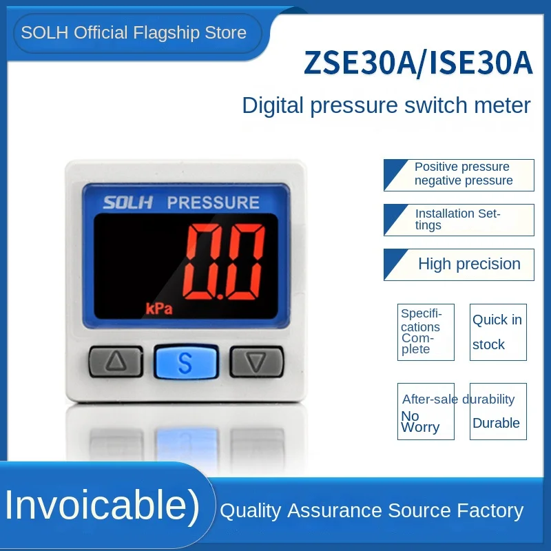Vacuum Digital Display Pressure Switch Alta Precisão Pressure Gauge Pressão Positiva e Negativa Ise30a Zse30a Pneumática