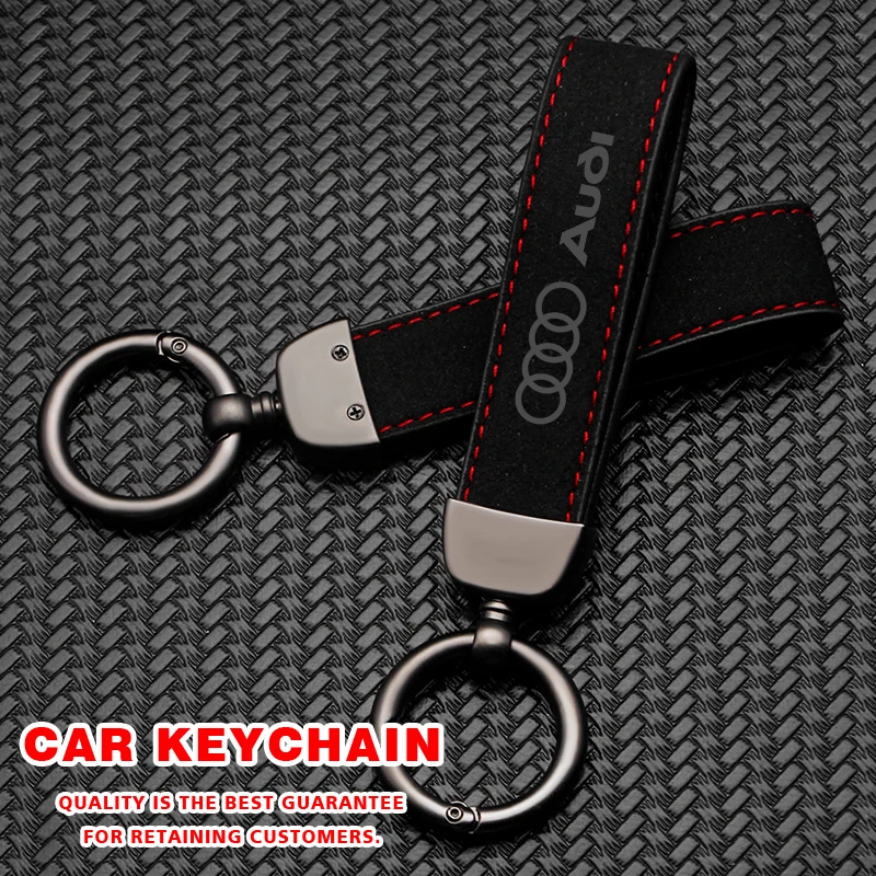 For Audi RS Sline Leather Car Keychain Key Chain Rings Metal Leather A3 A4 A5 A6 A7 Q3 Q5 Q7 S3 S4 S5 S6 S7 RS3 RS4 RS5 RS6