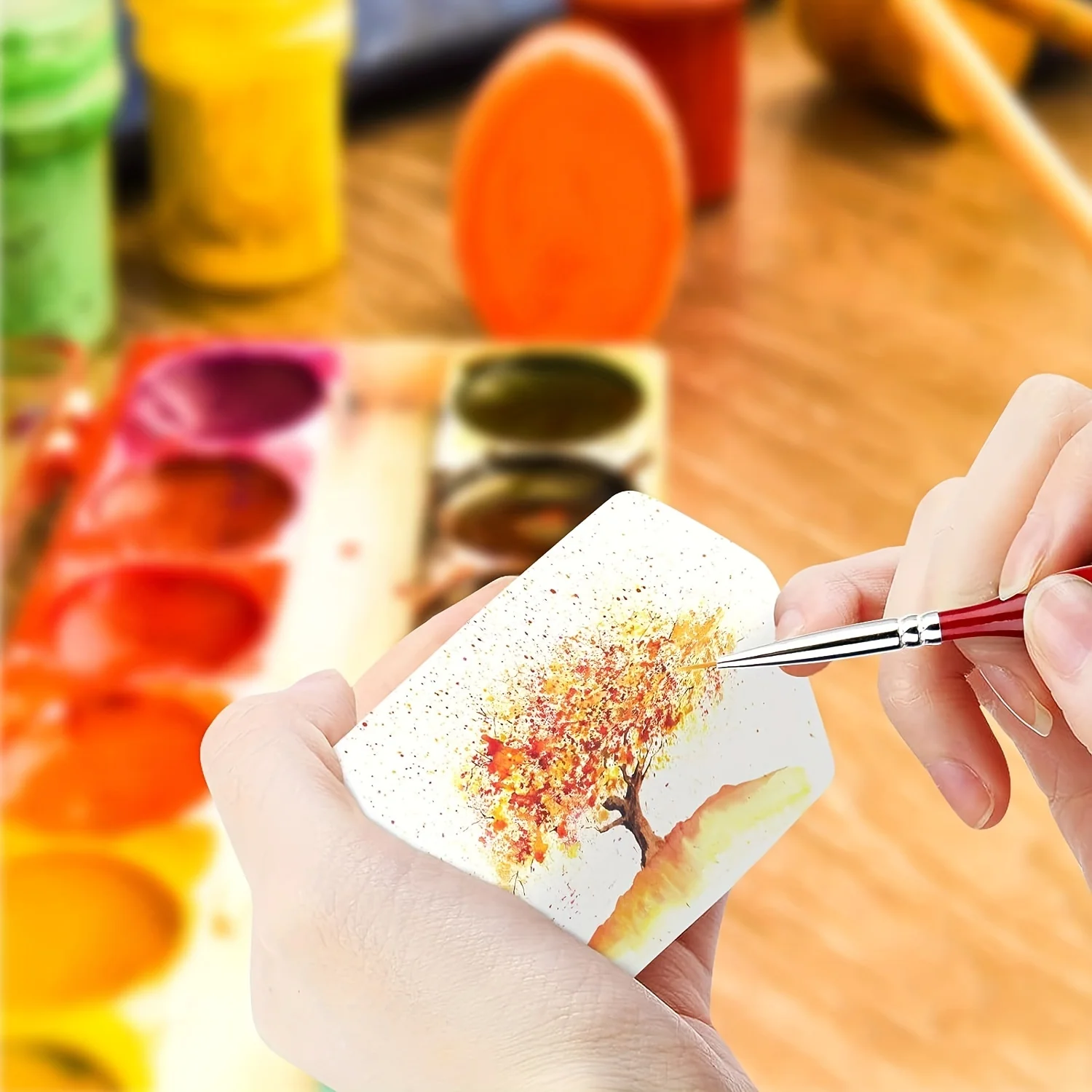 10 قطع من فرشاة الطلاء ذات التفاصيل الدقيقة، مجموعة فرش الرسم المصغرة للدهانات الصغيرة للأكريليك والألوان المائية والزيت والوجه والأظافر #6