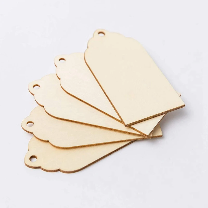 50Pcs Mini Wooden Tag,Unfinished Hanging Wooden Tag With Hole DIY Christmas Holiday Decoration