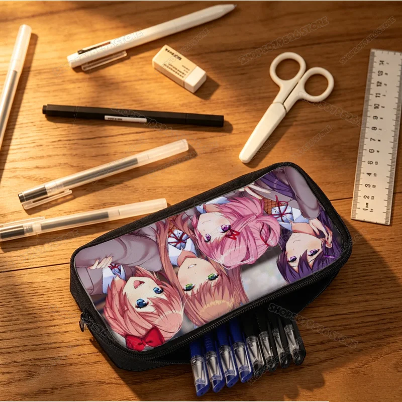 Doki Literature Club Student Pencil Bag Cosplay Game Stationery Storage Pouch Single-layer Pencilcase for Office School Supplies