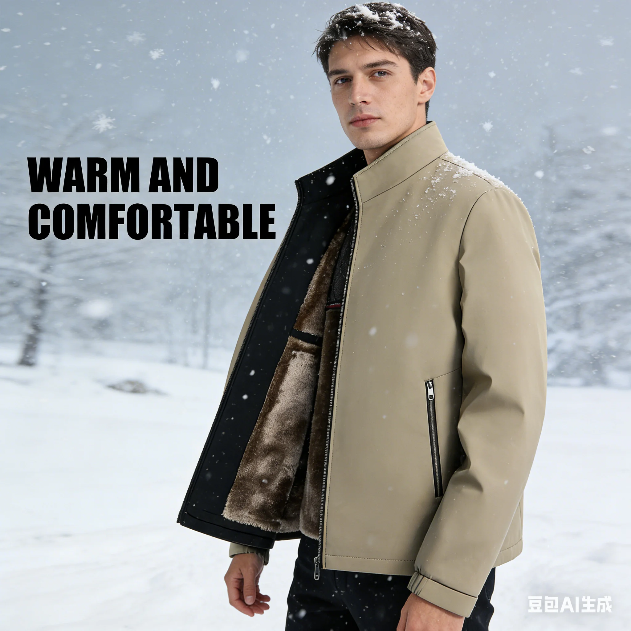 

Dad's autumn and winter plush and thickened men's jacket, middle-aged and elderly cotton jacket, oversized loose, middle-aged tr