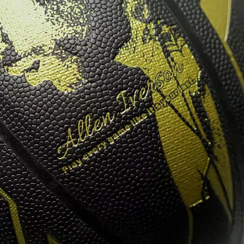 アレン・アイバーソン ブラック ゴールド バスケットボール 公式サイズ 7 PU 素材 高品質 屋外 屋内 スポーツ マッチ トレーニング ボール