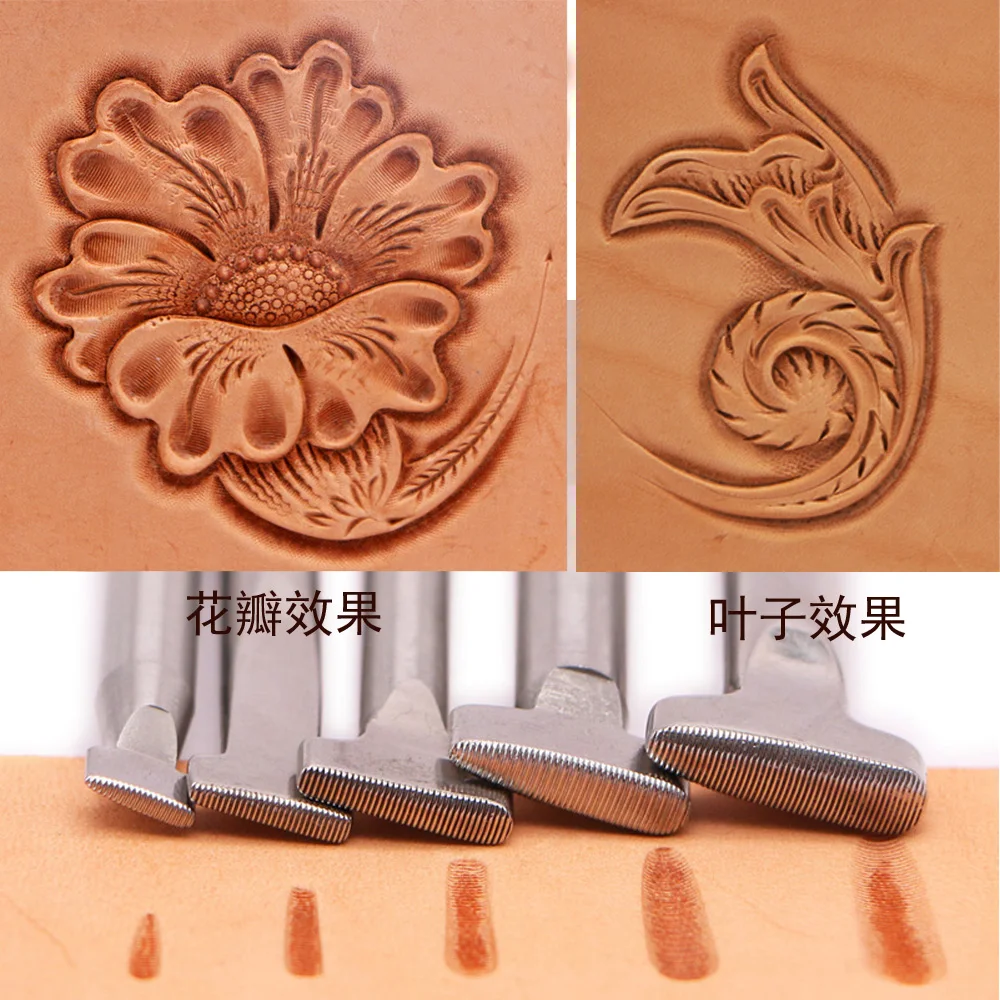 Leather Work Stamping Tool Thumb Contour Horizontal Stripes Pattern P017 P027Leather Carving Zhongjiang304Stainless streel Stamp