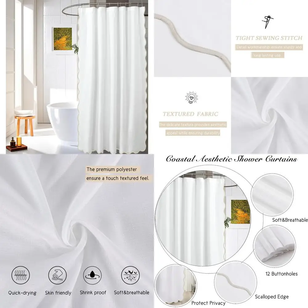 

Шикарная занавеска для душа с гребешком - современная декоративная прибрежная занавеска для ванной комнаты для домашнего декора, элегантная белая и верблюжья минималис