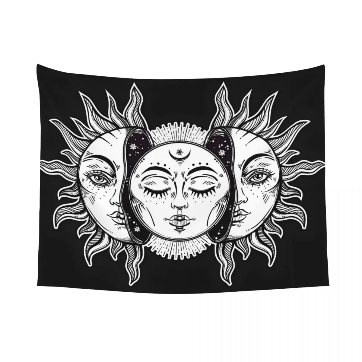 Custom Vintage Retro Sun And Moon Solar Eclipse Classic Tapestry Home Decor Hippie Wall Hanging Tapestries for Living Room