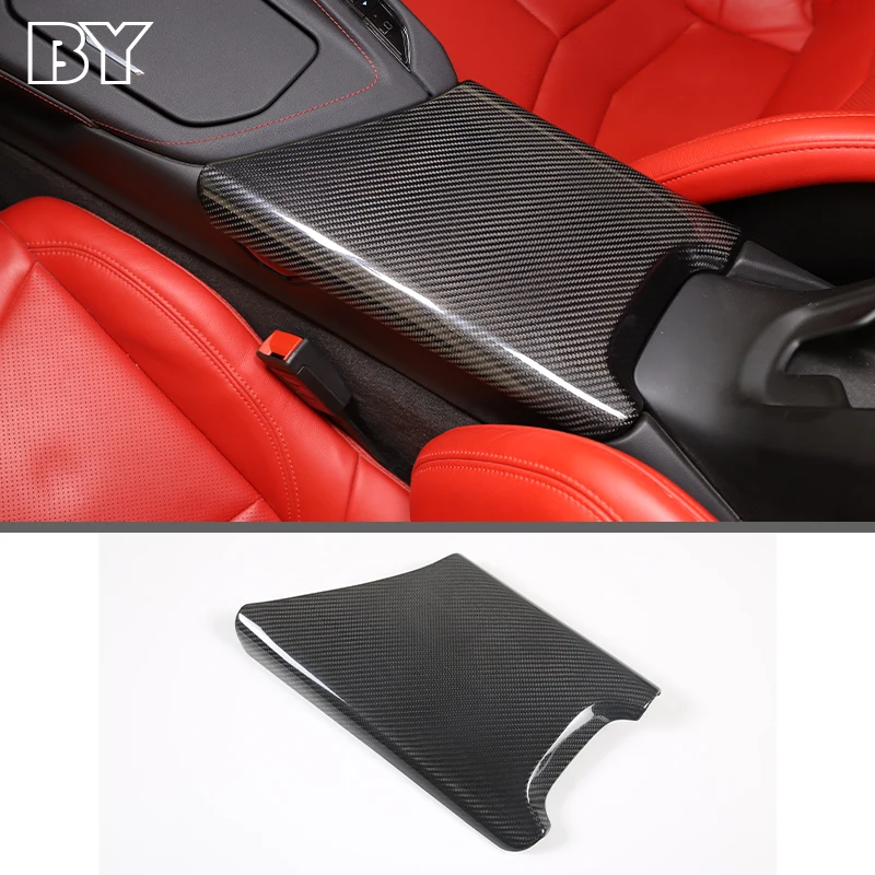 

For Chevrolet Corvette C8 2020-2023 Real Carbon Fiber Car Center Console Armrest Box Protection Cover Decoration Car Accessories