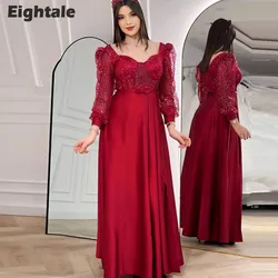 Eightale Elegant Evening Dresses Shiny Sequin Long Sleeves A-Line Prom Party Gown Side Slit Arabic Wedding Vestidos De Fiesta