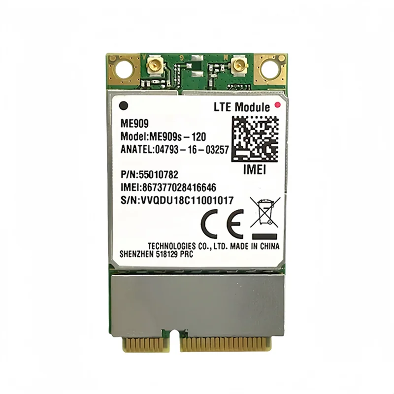 ME909S-120 وحدة Pcle 4G صغيرة + 2Xantennas LTE (FDD) 4G WCDMA GSM IPV4 IPV6 محول لاسلكي 4G