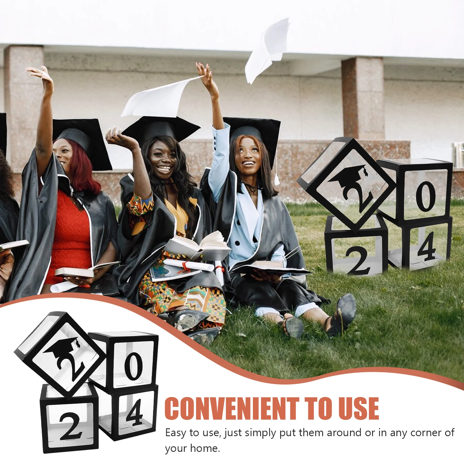 

1 Set Graduation Box 2024 Party Decoration Balloon Storage Case Foldable Display Container Photography Prop Balloon