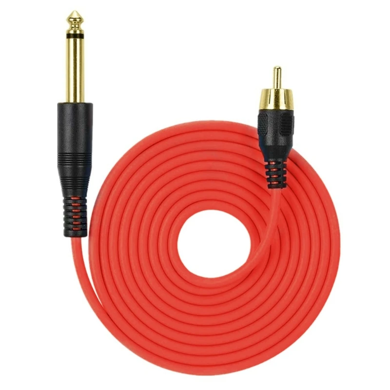 H37e 1.8M Tattoo Clip Snoer 6.35Mm Naar Rca Mannelijke Interface Koperen-Core Draad Lijn Roterende Tattoo Machines Voedingskabel Snoer