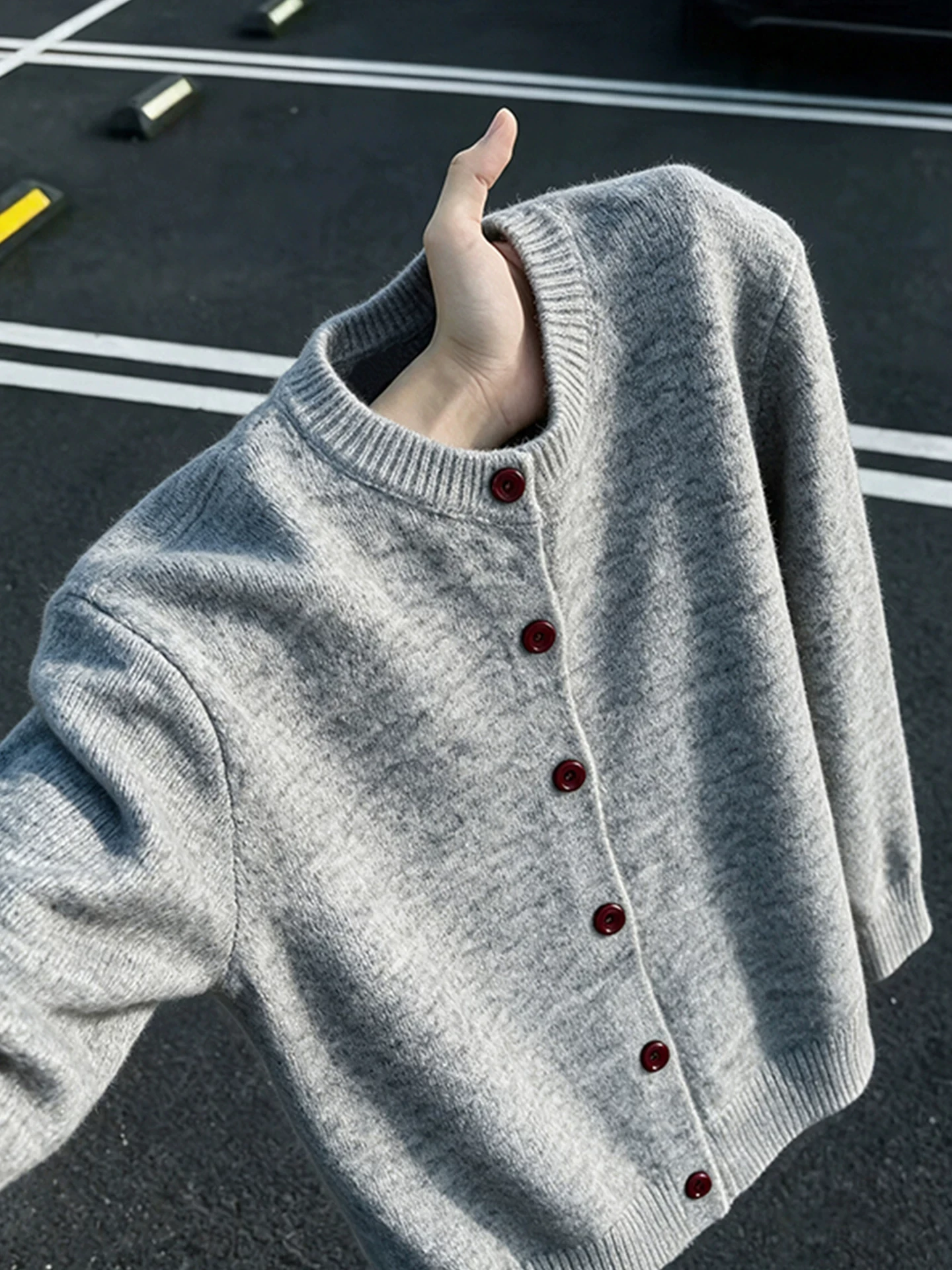Loose Fit Men's Knitted Sweater with Red Button Autumn Winter Soft Cozy Lazy Old Money Atmosphere Feel Open Cardigan Coat